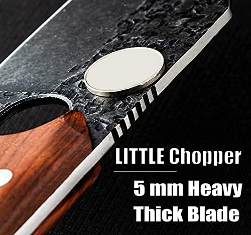 Meat Cleaver Knife, Heavy Duty Kitchen Chopping Knife with Leather Sheath and Bottle Opener Full Tang Ergonomic Handle for Kitchen/Camping/Outdoor Survival BBQ -Gift Box