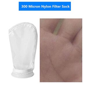 Honritone 2 Pack 300 Micron 4" Plastic Ring, 9" Short Bag Nylon Mesh 4 Inch Filter Socks Bags for Aquarium Marine Reef Sump (300 Micron 4" Nylon Filter Sock)