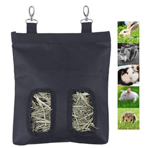 rabbit hay feeder bag, guinea pig hay feeder storage, rabbit hay bag, guinea pig hay feeder,11in x9.4in small animal feeder bag (black)