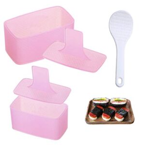 musubi maker press, 2 pack rice ball mold rectangle thousand layer sushi maker mold (pink)