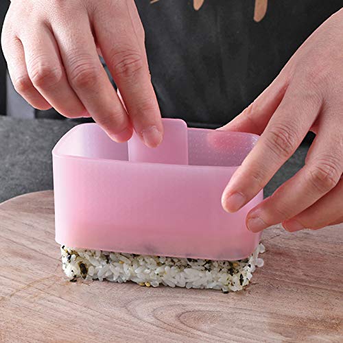 Musubi Maker Press, 2 Pack Rice Ball Mold Rectangle Thousand Layer Sushi Maker Mold (Pink)