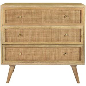 cambridge parkview 3-drawer mango wood chest in natural, 33.5"w x 18"d x 31.5"h, 988010-nat