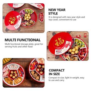 Yardwe Compartment Snack Serving Tray Appetizer Tray Serving Plates Dishes Tradional Chinese Wedding 2021 New Year Spring Festival Tableware