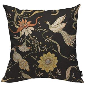 hosnye flowers and birds throw pillow cushion coversart nouveau style vintage old retro style decorative square accent pillow case 18 x18 inch