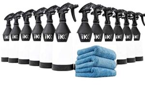 goizper group ik sprayers multi tr 1 trigger sprayer - acid and chemical resistant, commercial grade, adjustable nozzle, perfect for automotive detailing and cleaning (case of 12) free towels