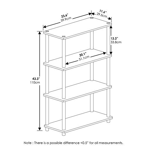 Furinno (99557EX/BK Turn-N-Tube 4-Tier Multipurpose Shelf Display Rack - Espresso/Black & FURINNO Turn-N-Tube 5-Tier Corner Square Rack Display Shelf, Round, Espresso/Black