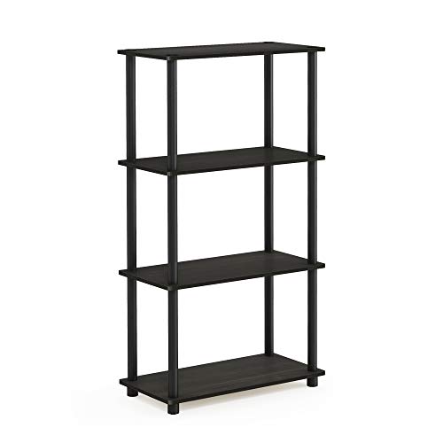 Furinno (99557EX/BK Turn-N-Tube 4-Tier Multipurpose Shelf Display Rack - Espresso/Black & FURINNO Turn-N-Tube 5-Tier Corner Square Rack Display Shelf, Round, Espresso/Black