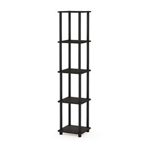 Furinno (99557EX/BK Turn-N-Tube 4-Tier Multipurpose Shelf Display Rack - Espresso/Black & FURINNO Turn-N-Tube 5-Tier Corner Square Rack Display Shelf, Round, Espresso/Black