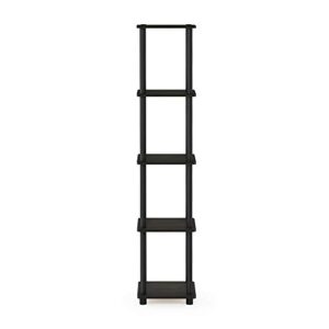 Furinno (99557EX/BK Turn-N-Tube 4-Tier Multipurpose Shelf Display Rack - Espresso/Black & FURINNO Turn-N-Tube 5-Tier Corner Square Rack Display Shelf, Round, Espresso/Black