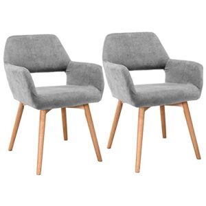 aaron living dining chairs set of 2 fabric modern dining room chairs living room chairs with solid wood leg (gray, set of 2)