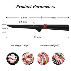 TUO Boning Knife 6" - Ultra Sharp Flexible Meat Fillet Knife - HC Japanese AUS-8 Stainless Steel - Comfortable Pakkawood Handle with Sheath & Luxurious Gift Box - Dark Knight Series