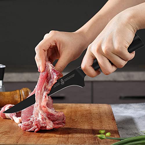 TUO Boning Knife 6" - Ultra Sharp Flexible Meat Fillet Knife - HC Japanese AUS-8 Stainless Steel - Comfortable Pakkawood Handle with Sheath & Luxurious Gift Box - Dark Knight Series