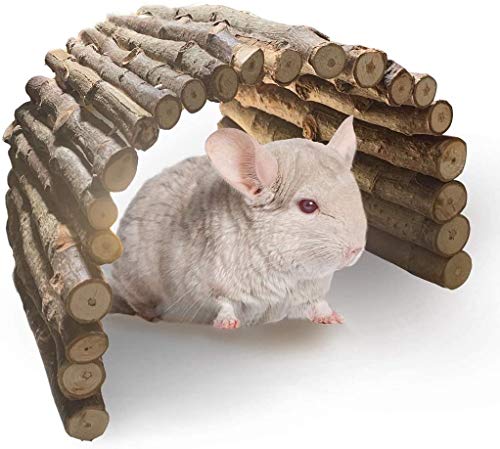 PINVNBY Wooden Bunny Ladder Bridge Rabbits Hideout, House, Tunnel,Rodents Chew Toys for Guinea Pig,Chinchillas,Hedgehogs,Ferrets,Rat and Small Animals-Extra Large(15.7 in X 24.8 in)