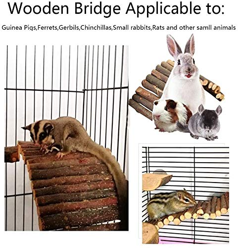 PINVNBY Wooden Bunny Ladder Bridge Rabbits Hideout, House, Tunnel,Rodents Chew Toys for Guinea Pig,Chinchillas,Hedgehogs,Ferrets,Rat and Small Animals-Extra Large(15.7 in X 24.8 in)