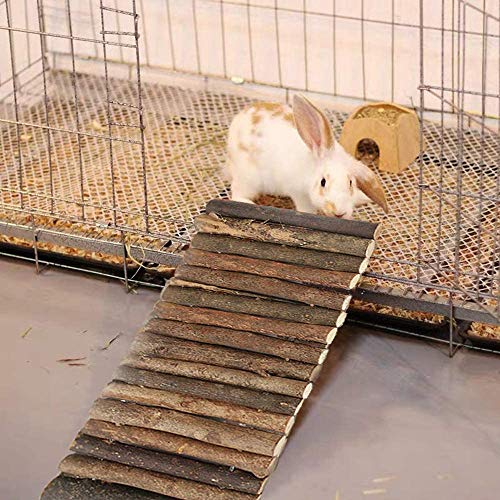 PINVNBY Wooden Bunny Ladder Bridge Rabbits Hideout, House, Tunnel,Rodents Chew Toys for Guinea Pig,Chinchillas,Hedgehogs,Ferrets,Rat and Small Animals-Extra Large(15.7 in X 24.8 in)