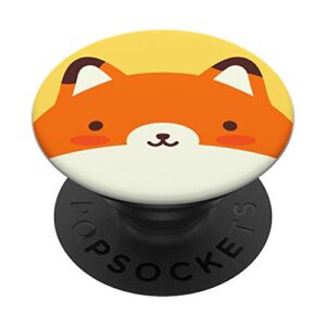 fox kawaii cute face animal red fox lover funny gift idea popsockets popgrip: swappable grip for phones & tablets