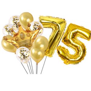 kunggo gold 75th birthday wedding anniversary party decorations supplies,gold number 75 foil mylar balloons latex balloons decoration,funny sweet 75th birthday for womenmen.