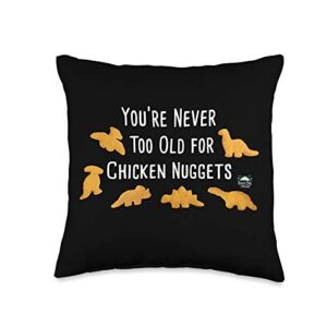 stress free threads never too old for dino chicken nuggets throw pillow, 16x16, multicolor