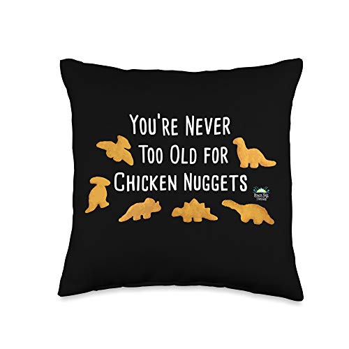 Stress Free Threads Never Too Old for Dino Chicken Nuggets Throw Pillow, 16x16, Multicolor