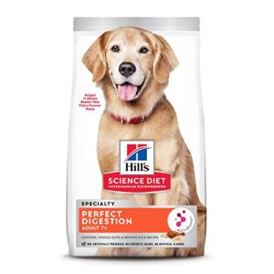 hill's science diet senior adult 7+ dog dry food, perfect digestion, chicken recipe, 22 lb. bag