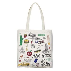 reusable large multipurpose new york souvenir for travel bag, grocery tote, shopping handbag, canvas tote bag. (jp-330130f)