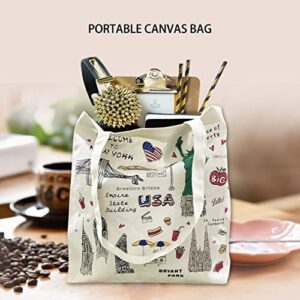 Reusable Large Multipurpose New York Souvenir for Travel Bag, Grocery Tote, Shopping Handbag, Canvas Tote Bag. (JP-330130F)