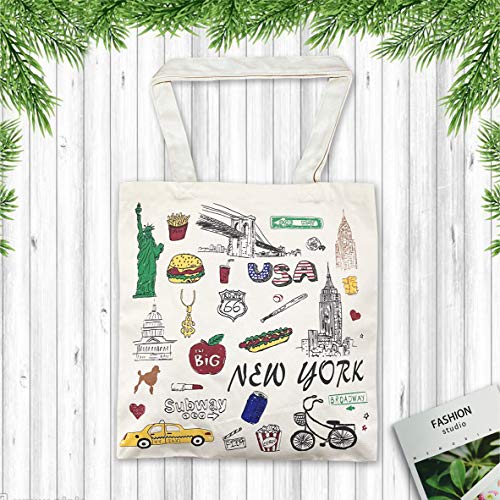 Reusable Large Multipurpose New York Souvenir for Travel Bag, Grocery Tote, Shopping Handbag, Canvas Tote Bag. (JP-330130F)