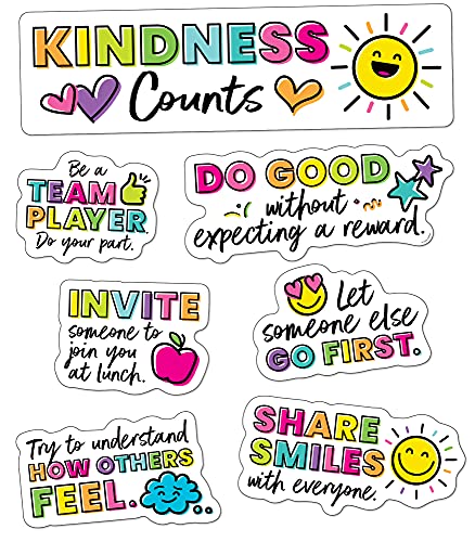 Carson Dellosa Kind Vibes Motivational Mini Bulletin Board Set—Kindness Counts Header with Inspirational Messages, Homeschool or Classroom Decor (15 pc)