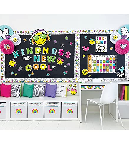 Carson Dellosa Kind Vibes Motivational Mini Bulletin Board Set—Kindness Counts Header with Inspirational Messages, Homeschool or Classroom Decor (15 pc)