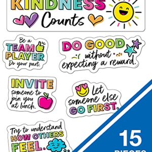 Carson Dellosa Kind Vibes Motivational Mini Bulletin Board Set—Kindness Counts Header with Inspirational Messages, Homeschool or Classroom Decor (15 pc)