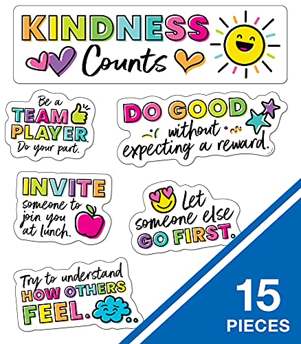 Carson Dellosa Kind Vibes Motivational Mini Bulletin Board Set—Kindness Counts Header with Inspirational Messages, Homeschool or Classroom Decor (15 pc)