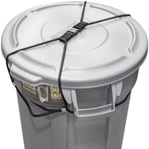 encased trash can lock for animals/raccoons, bungee cord heavy duty large outdoor garbage lid lock (trash can not included)