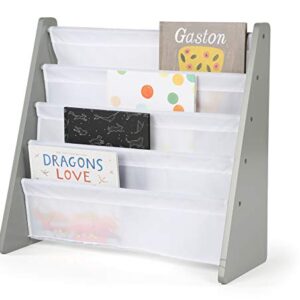 Humble Crew Kids Toy Organizer, Toddler, Grey/White & Crew Kids Book Rack Storage Bookshelf, Grey/White