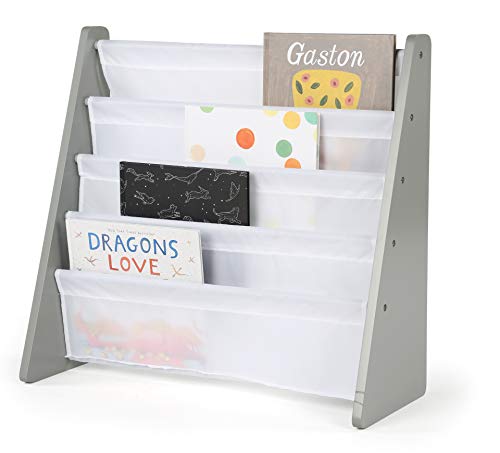 Humble Crew Kids Toy Organizer, Toddler, Grey/White & Crew Kids Book Rack Storage Bookshelf, Grey/White