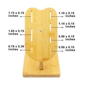 Bamboo Knife Block without Knives, Warrior Shape Kitchen Knife Block Holder, 7 Holes Knife Holder Stand(without Knives)