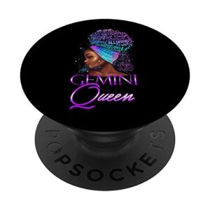 purple gemini queen african american woman may june womens popsockets swappable popgrip