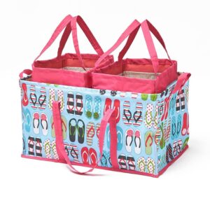 Everyday Storage Bin Bag Set - Pink Straps with Flip Flops Theme - 3 Pieces