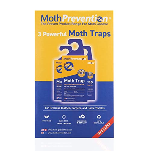 Powerful Moth Traps for Clothes Moths | Including Refills for 9 Months Protection! | Best Catch-Rate for Clothes Moth and Carpet Moth Traps on The Market