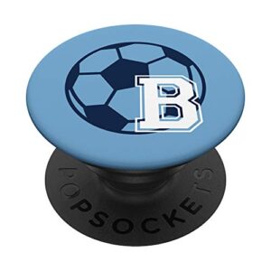 letter b soccer baby blue monogram popsockets popgrip: swappable grip for phones & tablets