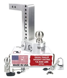 weigh safe ws10-2-set aluminum adjustable 10" drop, stainless steel balls for 2" receiver 12,500 gtw