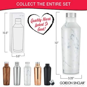 Gordon Sinclair Marble Riviera 17 oz Double Walled Stainless Steel Water Bottles The Vacuum Insulated Water Bottle is Leak Proof & a Thermos for Hot Drinks for 12 Hours and Cold Drinks for 24 Hours