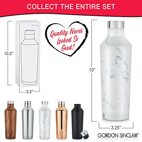 Gordon Sinclair Marble Riviera 17 oz Double Walled Stainless Steel Water Bottles The Vacuum Insulated Water Bottle is Leak Proof & a Thermos for Hot Drinks for 12 Hours and Cold Drinks for 24 Hours