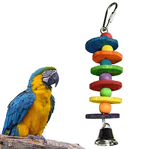 SONGBIRDTH Parrot Chew Toys - Pet Bird Parrot Ball Bell Climbing Grinding Paw Haning Cage Decor Chewing Toy for Medium and Small Parrot Multicolor