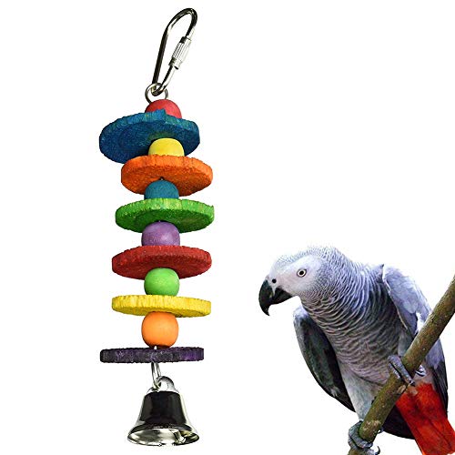 SONGBIRDTH Parrot Chew Toys - Pet Bird Parrot Ball Bell Climbing Grinding Paw Haning Cage Decor Chewing Toy for Medium and Small Parrot Multicolor