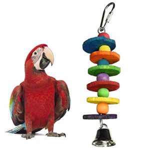 SONGBIRDTH Parrot Chew Toys - Pet Bird Parrot Ball Bell Climbing Grinding Paw Haning Cage Decor Chewing Toy for Medium and Small Parrot Multicolor