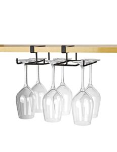 bafvt wine glass and mug holder - stemware rack under cabinet - 304 stainless steel hanger storage shelf, fit for the cabinet 0.8“ or less (black, 18cm-3 rows)