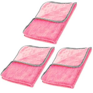 alltopbargains 3 microfiber cloths drying towel detail wash car vehicle washing 16" pink ribbon