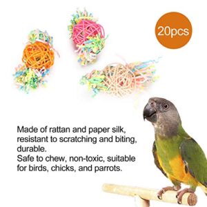 20Pcs Bird Parrot Toys Bird Chewing Foraging Shredder Toy Bird Cage Hanging Swing Toy for Small Bird, Parakeets, Cockatiels, Conures, Budgie