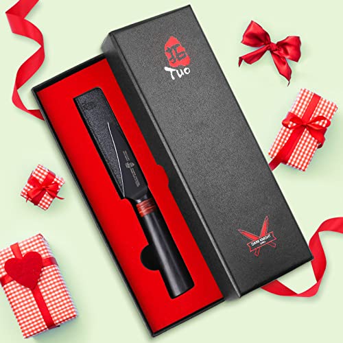 TUO Bird Beak Paring Knife 2.5" - HC Japanese AUS-8 Stainless Steel - Ergonomic Pakkawood Handle with Sheath & Gift Box - Small Tourne Knife Razor Sharp Rust Resistant - Dark Knight Series