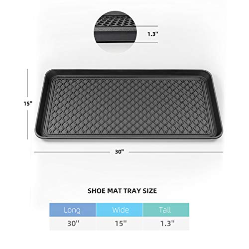 Vramy Multi-Purpose Boot Trays,Set of 2 Black All Weather Heavy Duty Shoe Trays,Pet Feeding Mat,Use for Indoor and Outdoor,30" x 15" x 1.2"